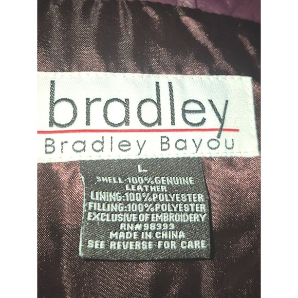 Bradley Bayou Moto Jacket Purple Leather Quilt Design Zip Pockets Lined Size L - Picture 2 of 8